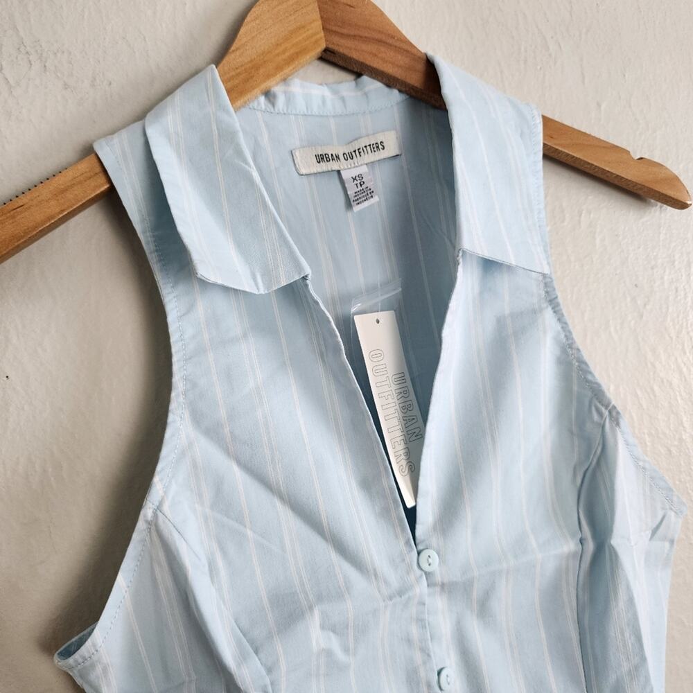 Urban Outfitters UO Blue & White Striped Button Down Sleeveless Tank Top | XS - Picture 5 of 10